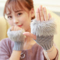 Faux fur fingerless gloves by Glow Ritual