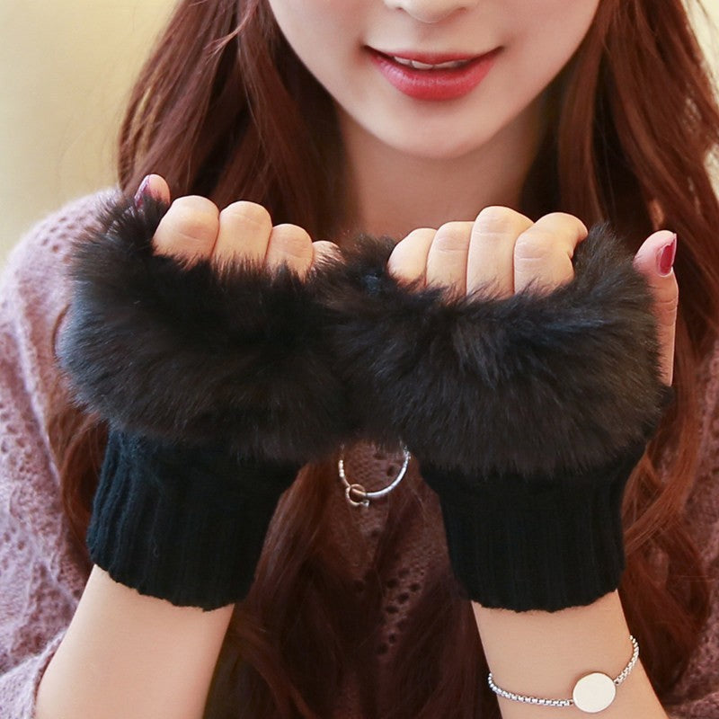 Faux fur fingerless gloves by Glow Ritual