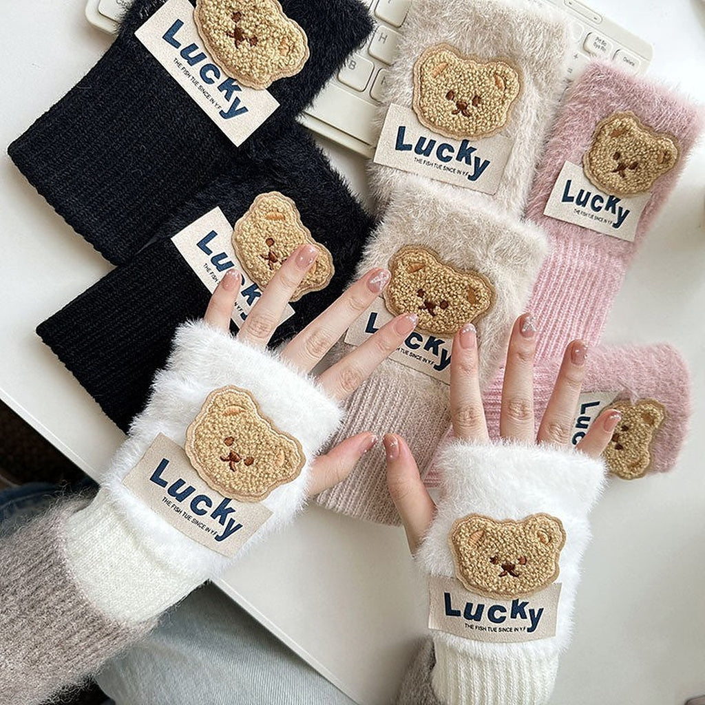Plush fingerless gloves by Glow Ritual