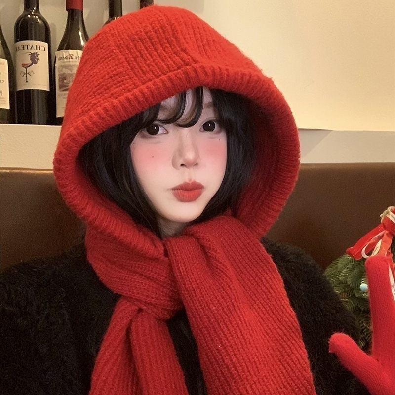Knit hooded scarf by Glow Ritual