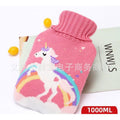 Hot Water Bottle with Knit Cover – 1 L Rubber Bottle in Soft Animal Sleeve