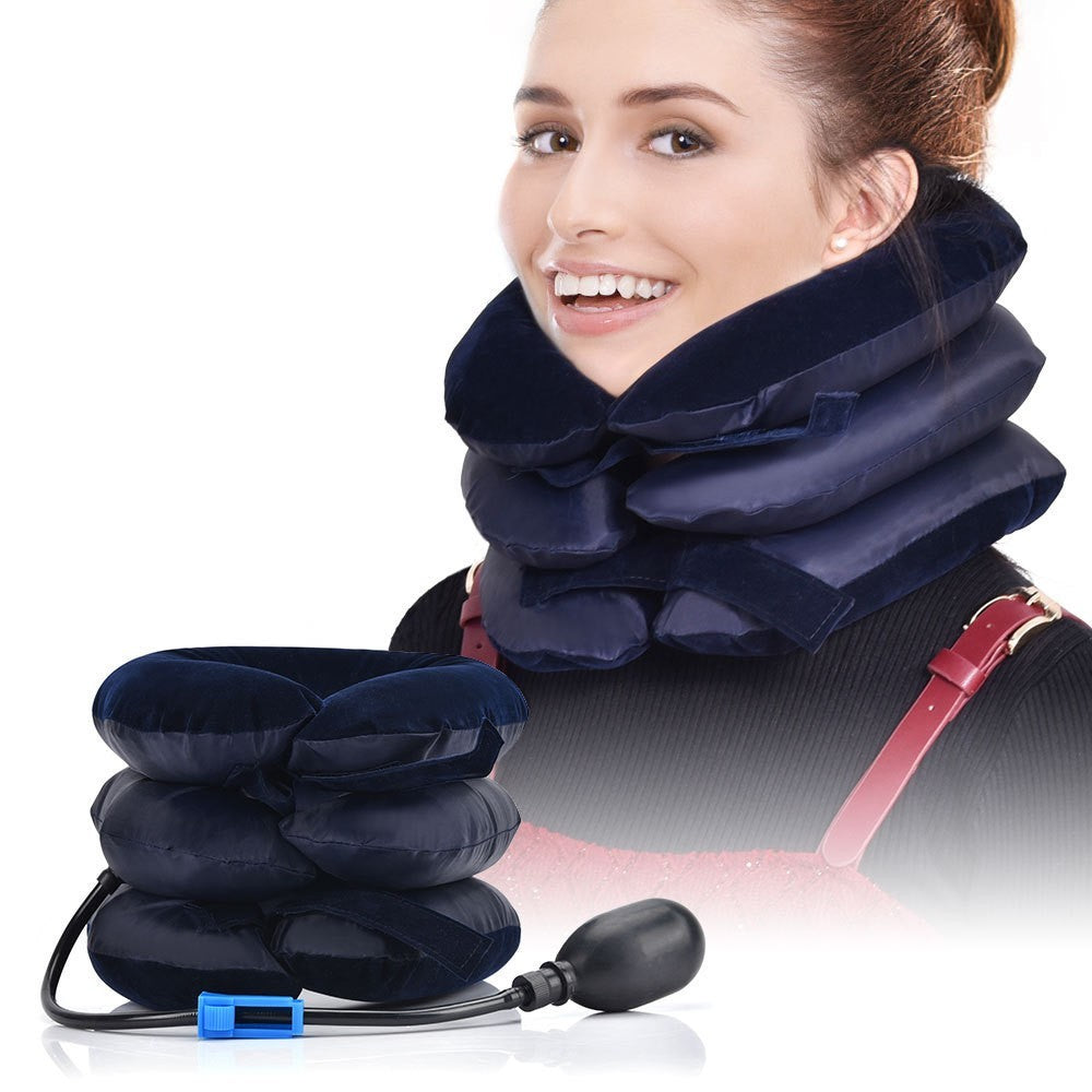 Inflatable cervical neck traction device by Glow Ritual