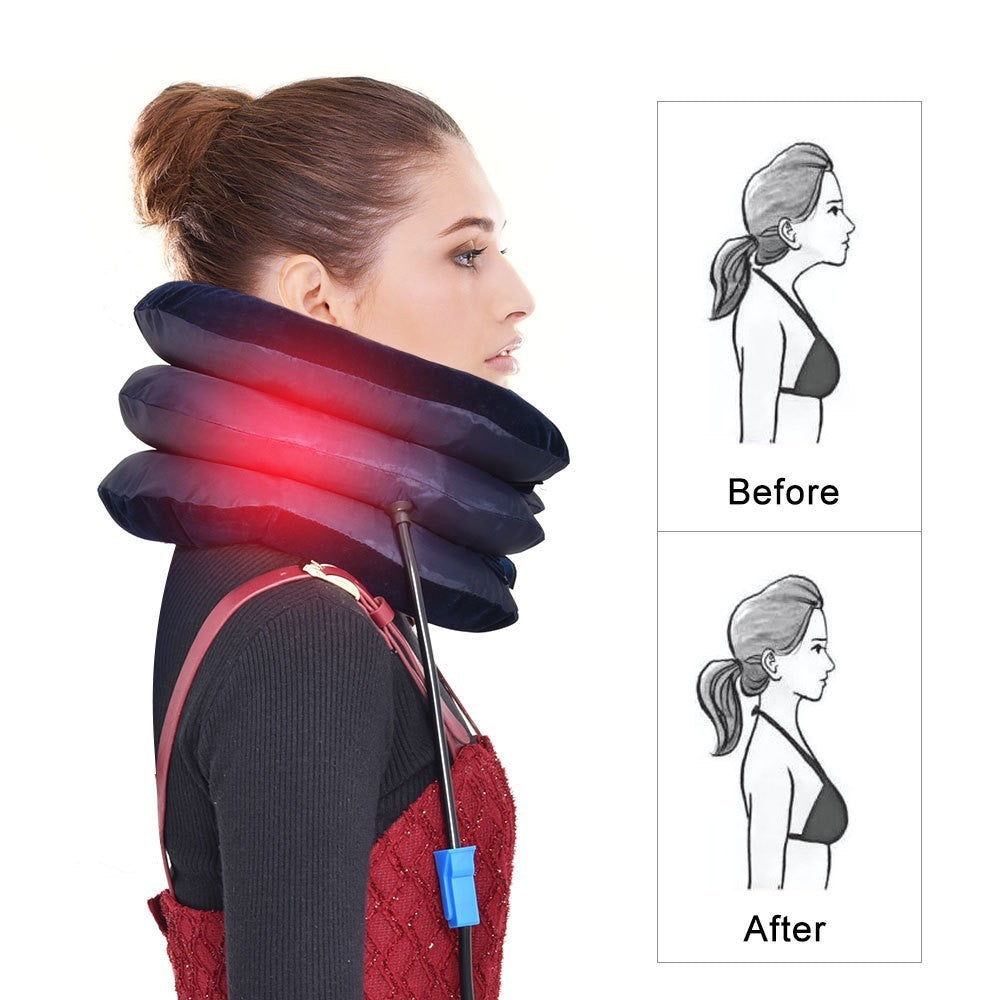 Inflatable cervical neck traction device by Glow Ritual