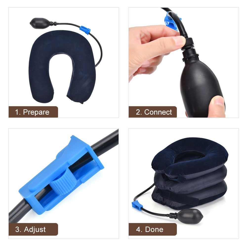 Inflatable cervical neck traction device by Glow Ritual