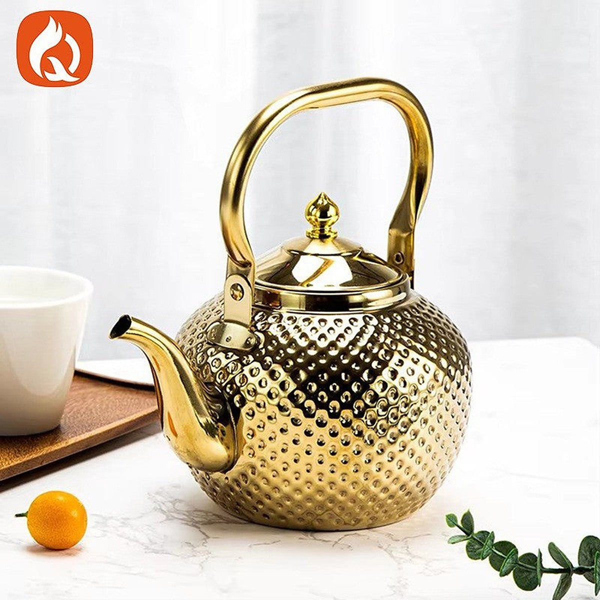 Hammered stainless teapot by Glow Ritual