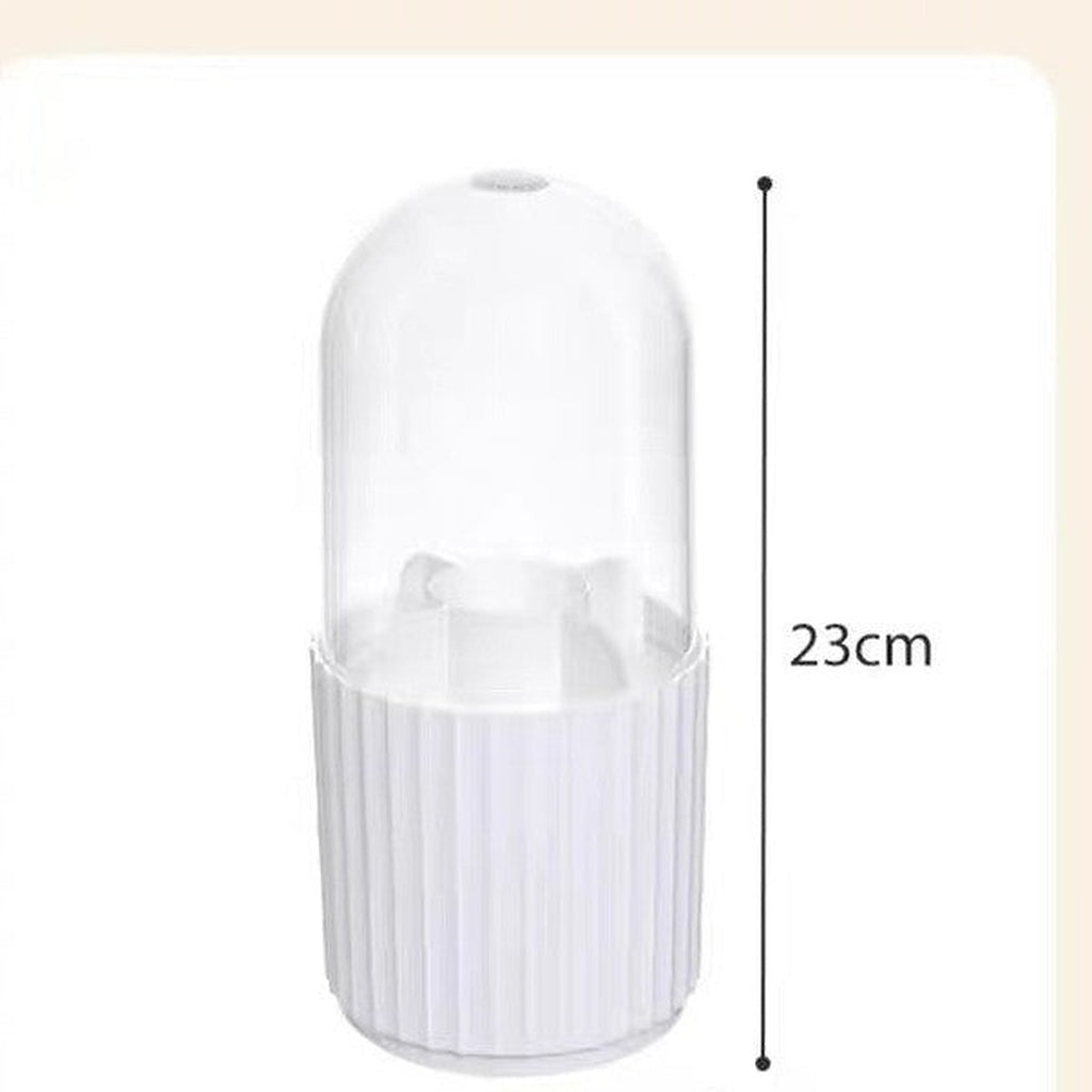 Rotating makeup brush holder with lid by Glow Ritual