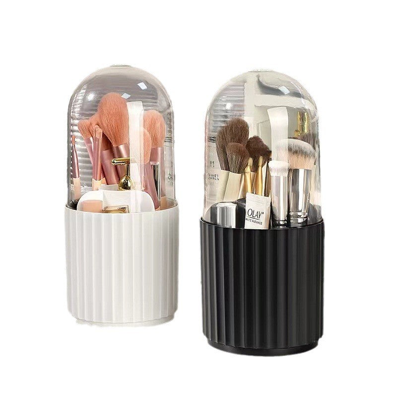 Rotating makeup brush holder with lid by Glow Ritual