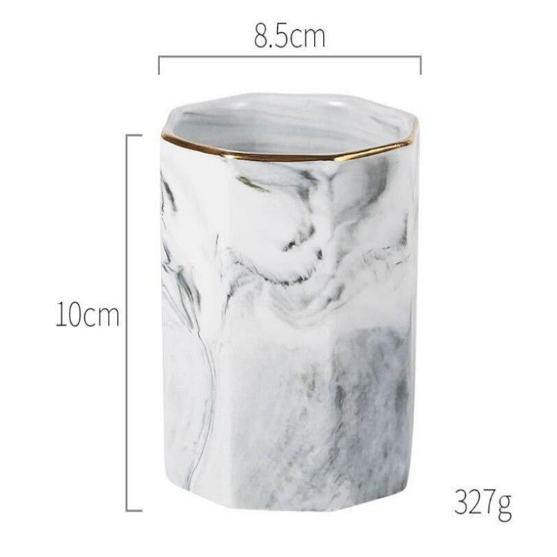 Marble ceramic makeup brush holder by Glow Ritual