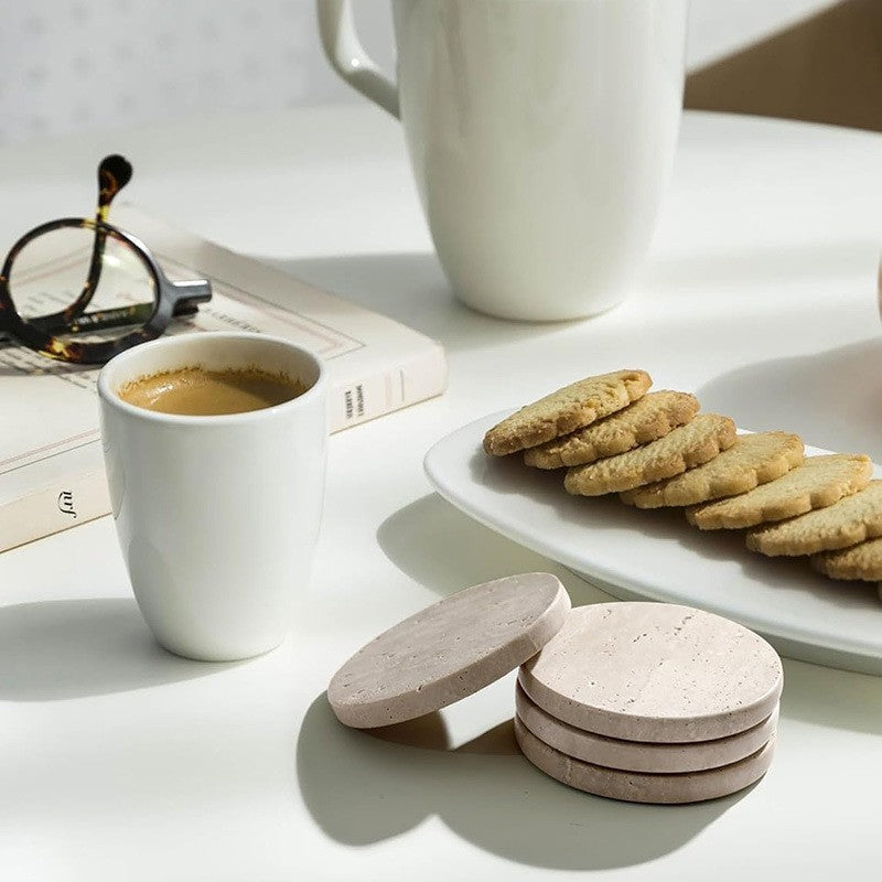 Travertine stone coasters by Glow Ritual