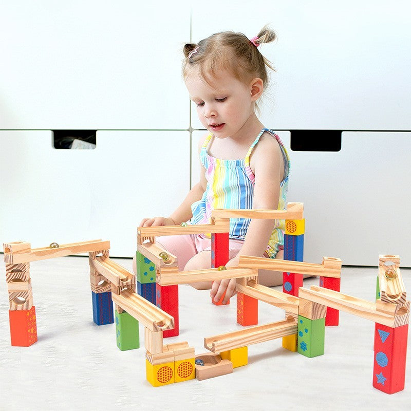 Wooden marble run set by Glow Ritual