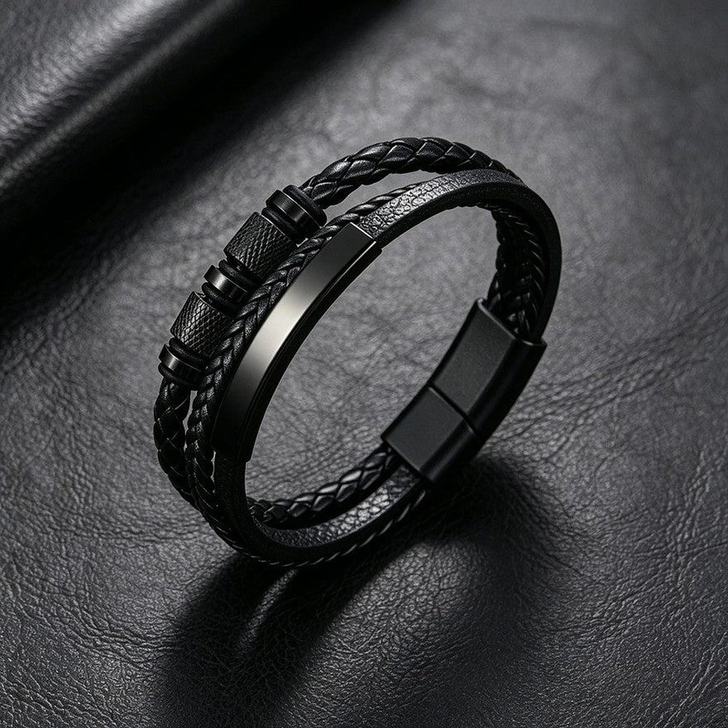 Men's braided leather bracelet by Glow Ritual