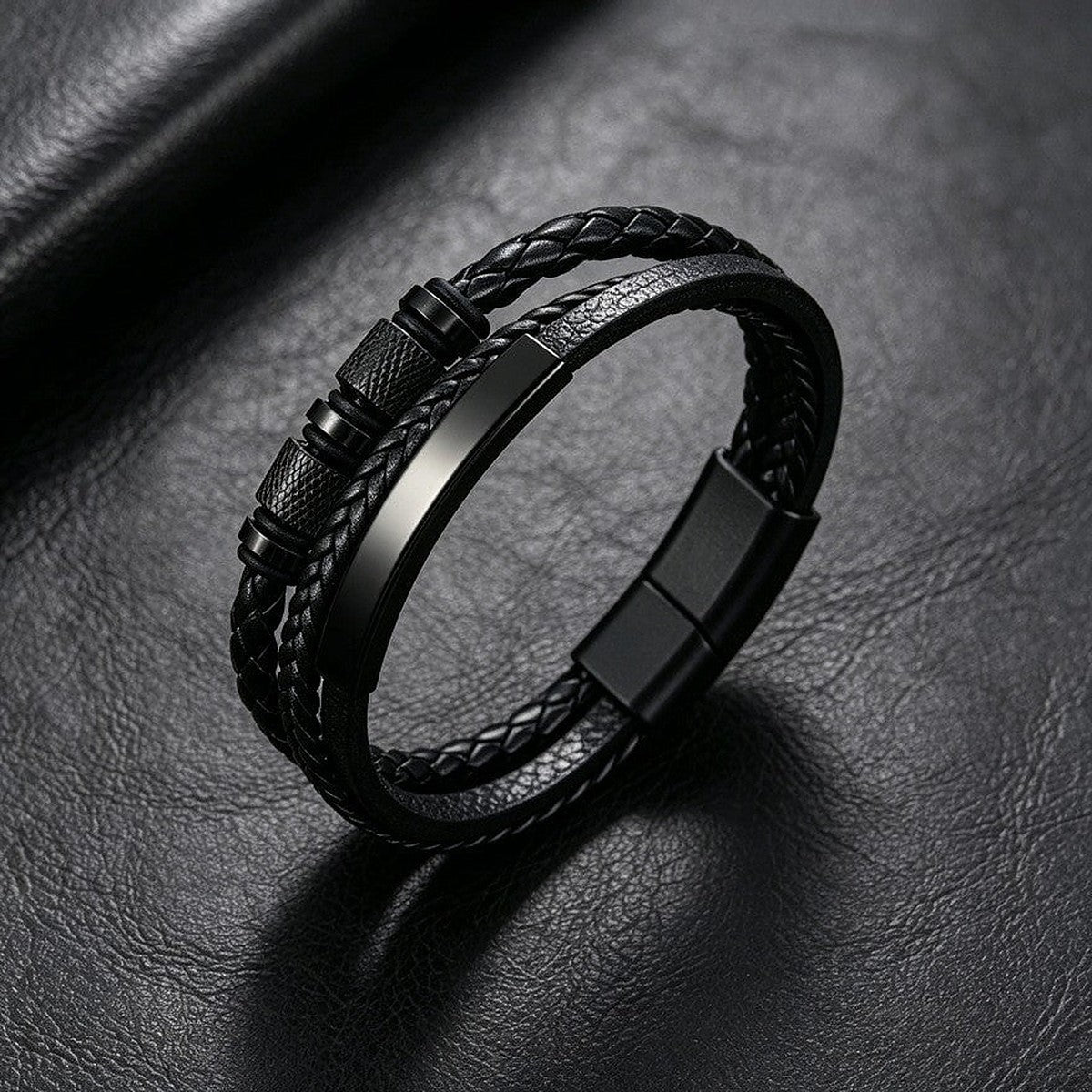 Men's braided leather bracelet by Glow Ritual