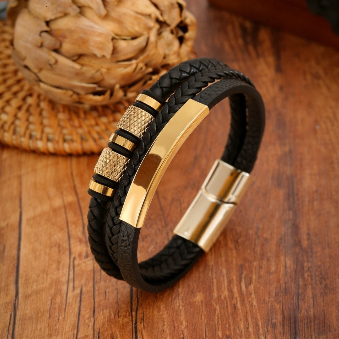 Men's braided leather bracelet by Glow Ritual