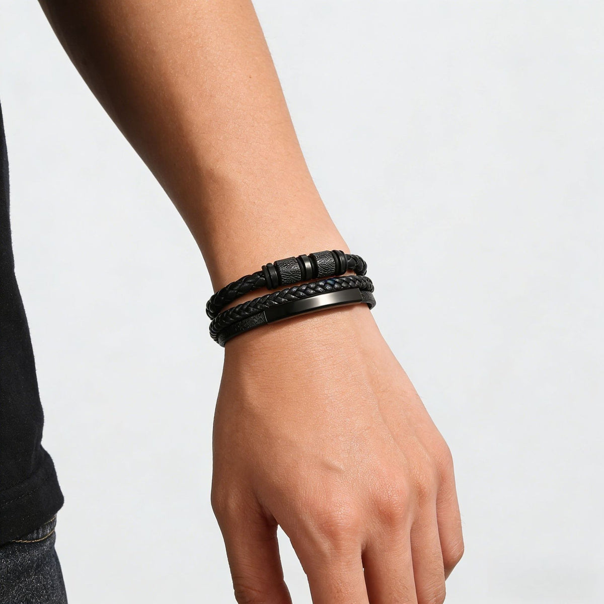 Men's braided leather bracelet by Glow Ritual