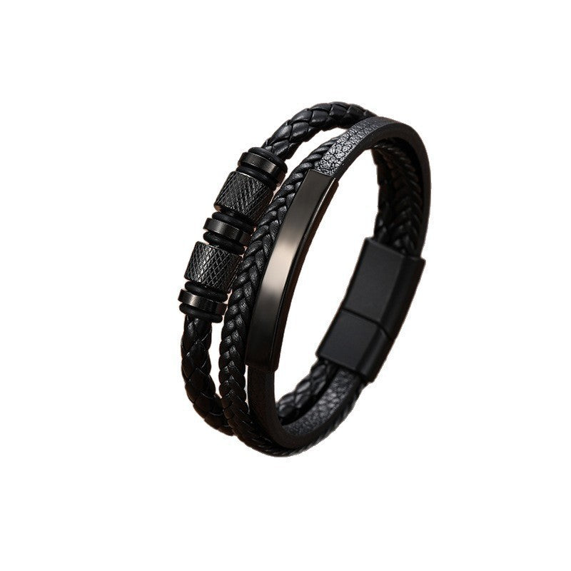 Men's braided leather bracelet by Glow Ritual
