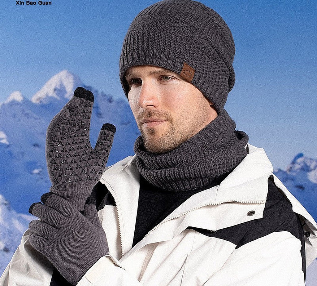 Men's knit hat and scarf set by Glow Ritual