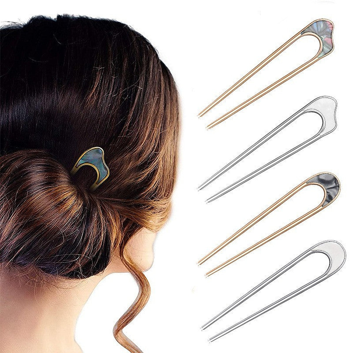 Metal U-shaped hair stick by Glow Ritual