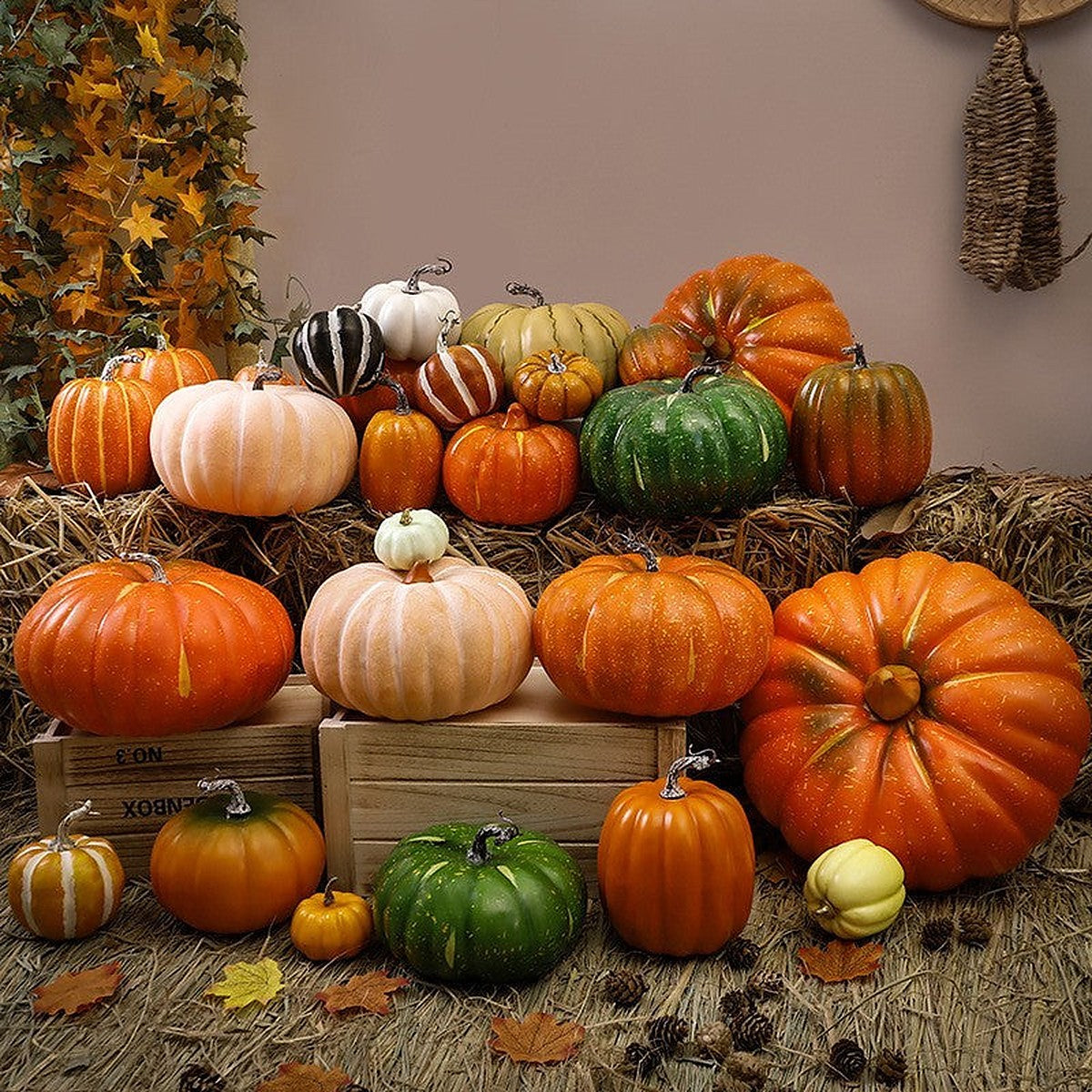 Mini artificial pumpkins by Glow Ritual