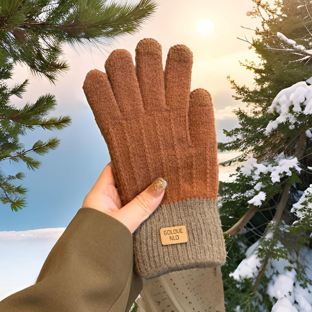 Fleece-lined knit mittens by Glow Ritual
