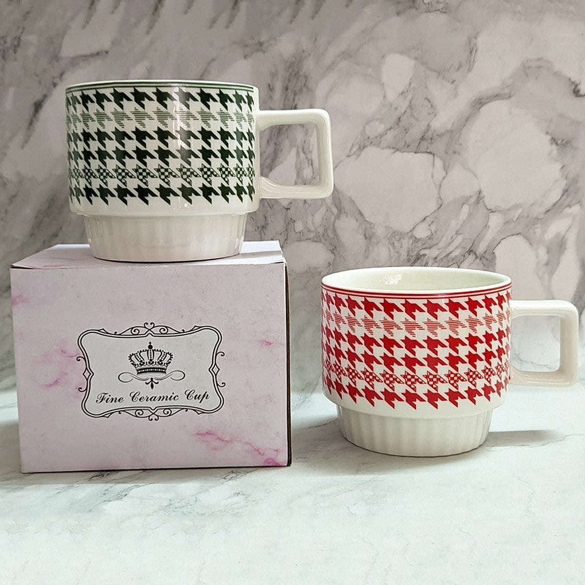 Houndstooth ceramic mug by Glow Ritual