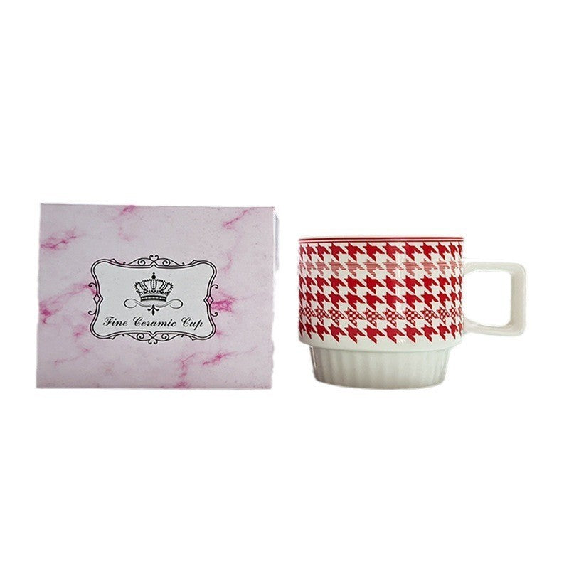 Houndstooth ceramic mug by Glow Ritual