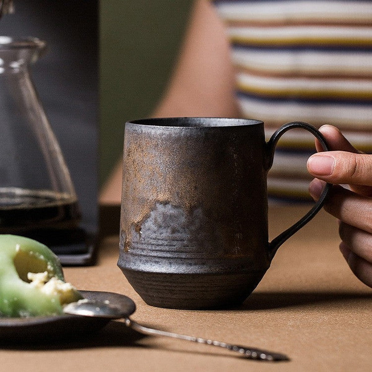 Stoneware gold rim mug by Glow Ritual