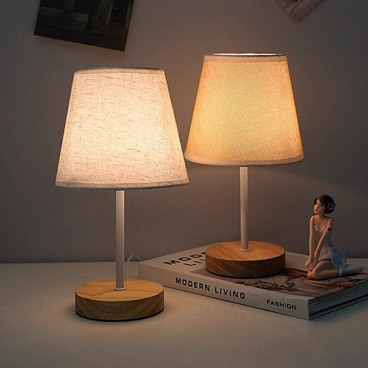 Solid wood bedside lamp by Glow Ritual