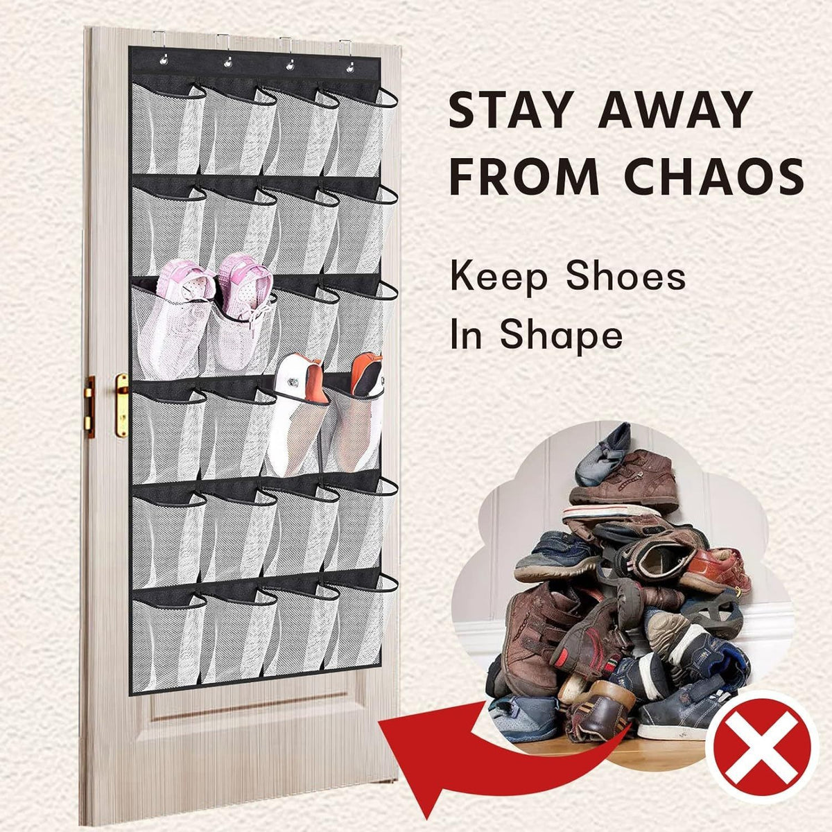 Over-the-door shoe organizer by Glow Ritual
