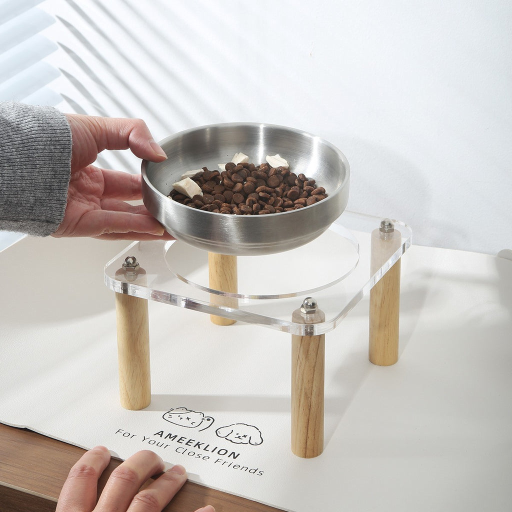 Elevated pet bowl stand by Glow Ritual