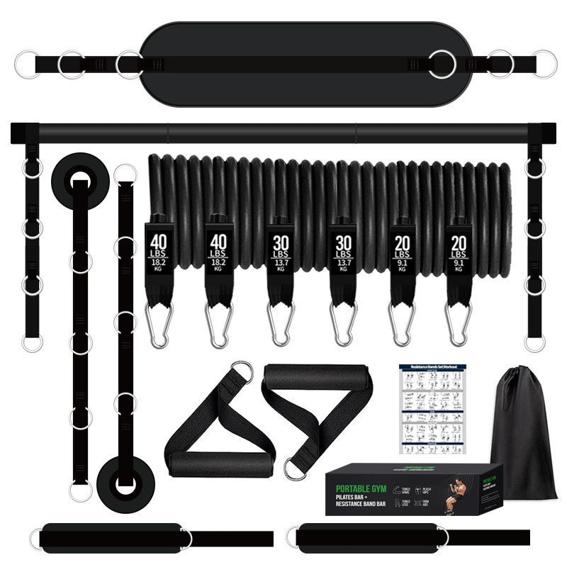 Pilates bar kit with resistance bands by Glow Ritual