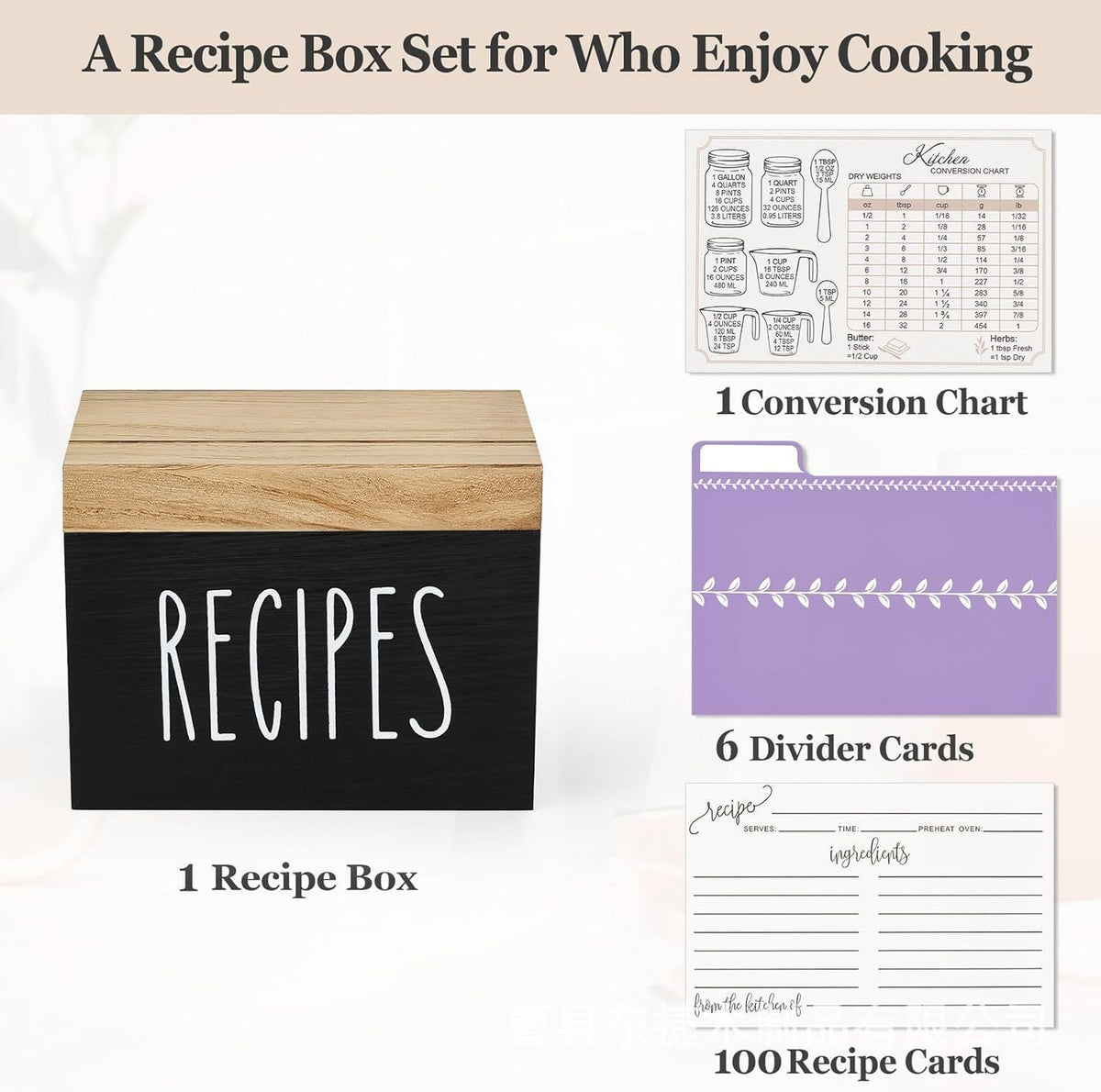 Wooden recipe box with cards by Glow Ritual
