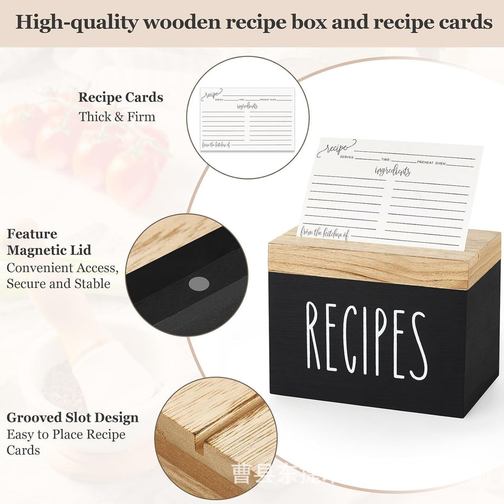 Wooden recipe box with cards by Glow Ritual