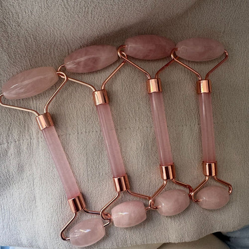 Rose quartz gua sha and face roller set by Glow Ritual