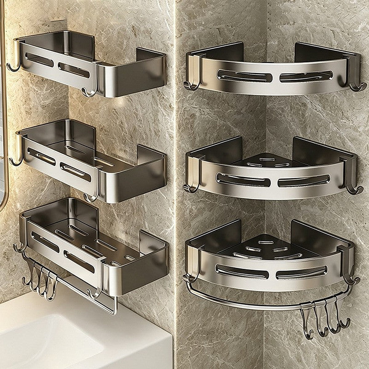 No-drill corner shower caddy by Glow Ritual