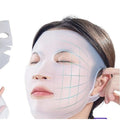Woman wearing a reusable silicone sheet mask cover