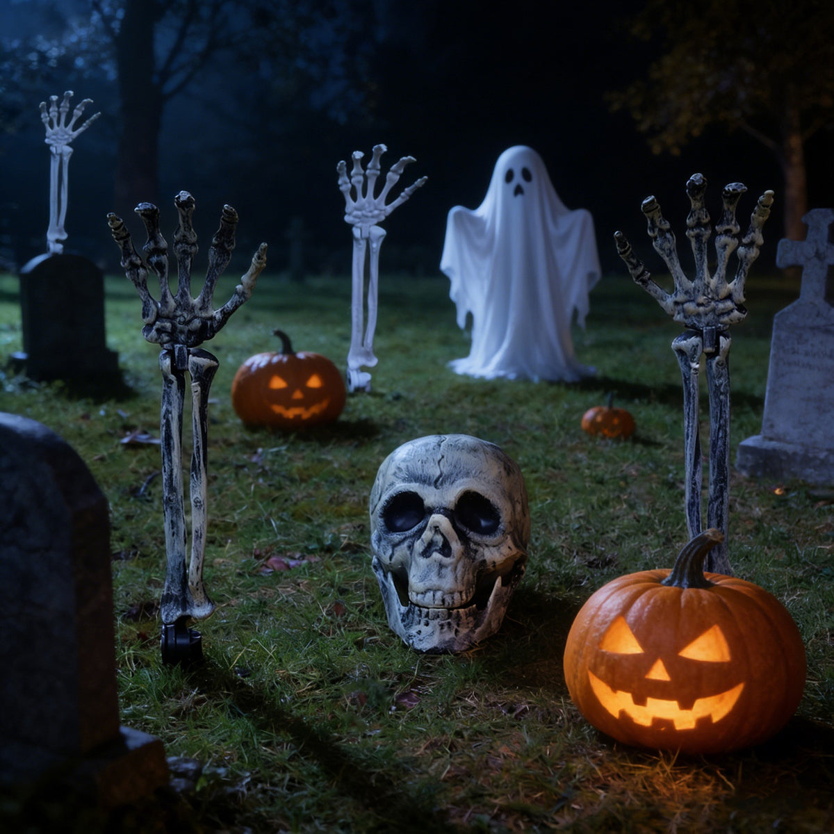 Skeleton hands yard stakes by Glow Ritual