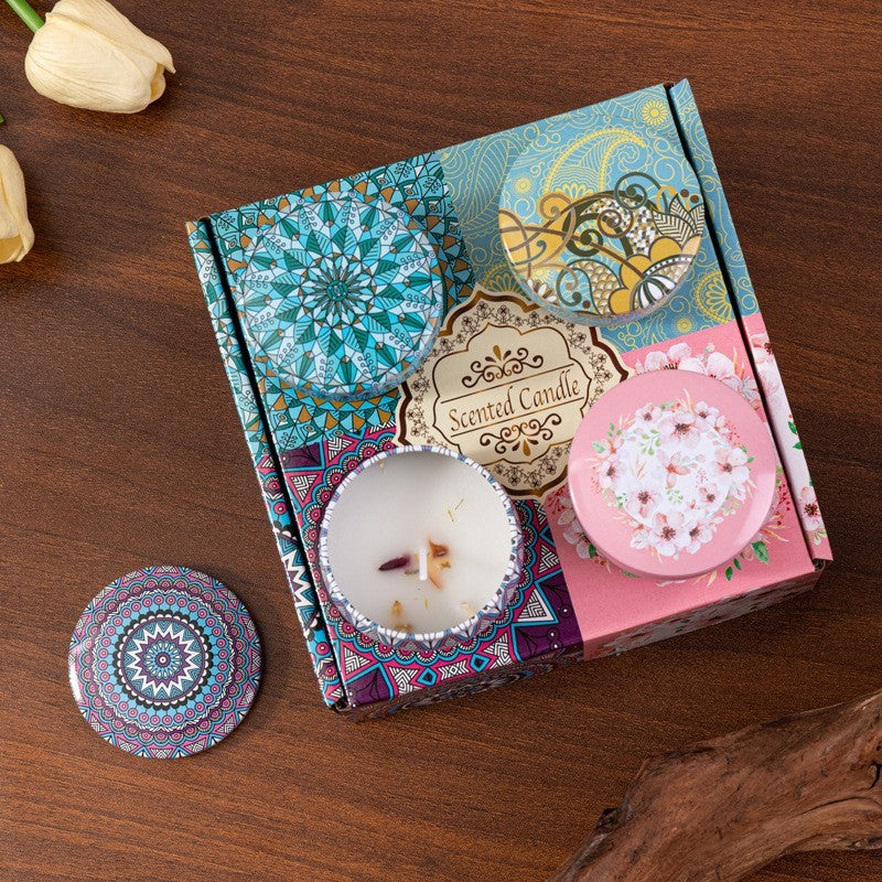 Scented soy candle gift set of 4 tins by Glow Ritual