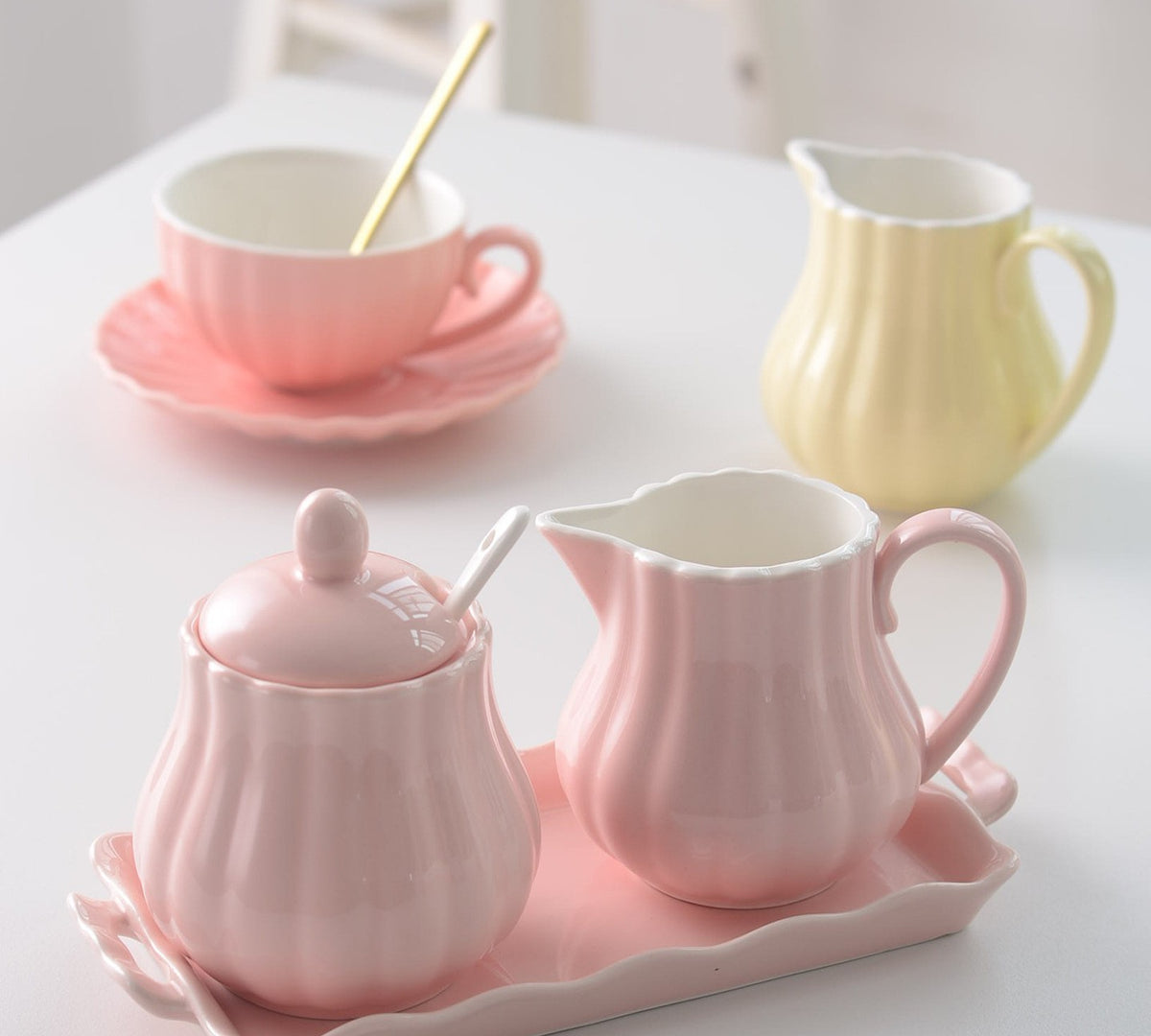 Pumpkin ceramic creamer and sugar jar by Glow Ritual