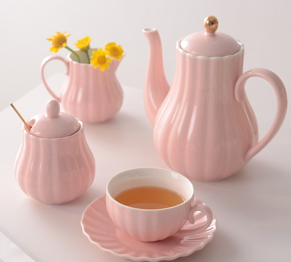 Pumpkin ceramic creamer and sugar jar by Glow Ritual
