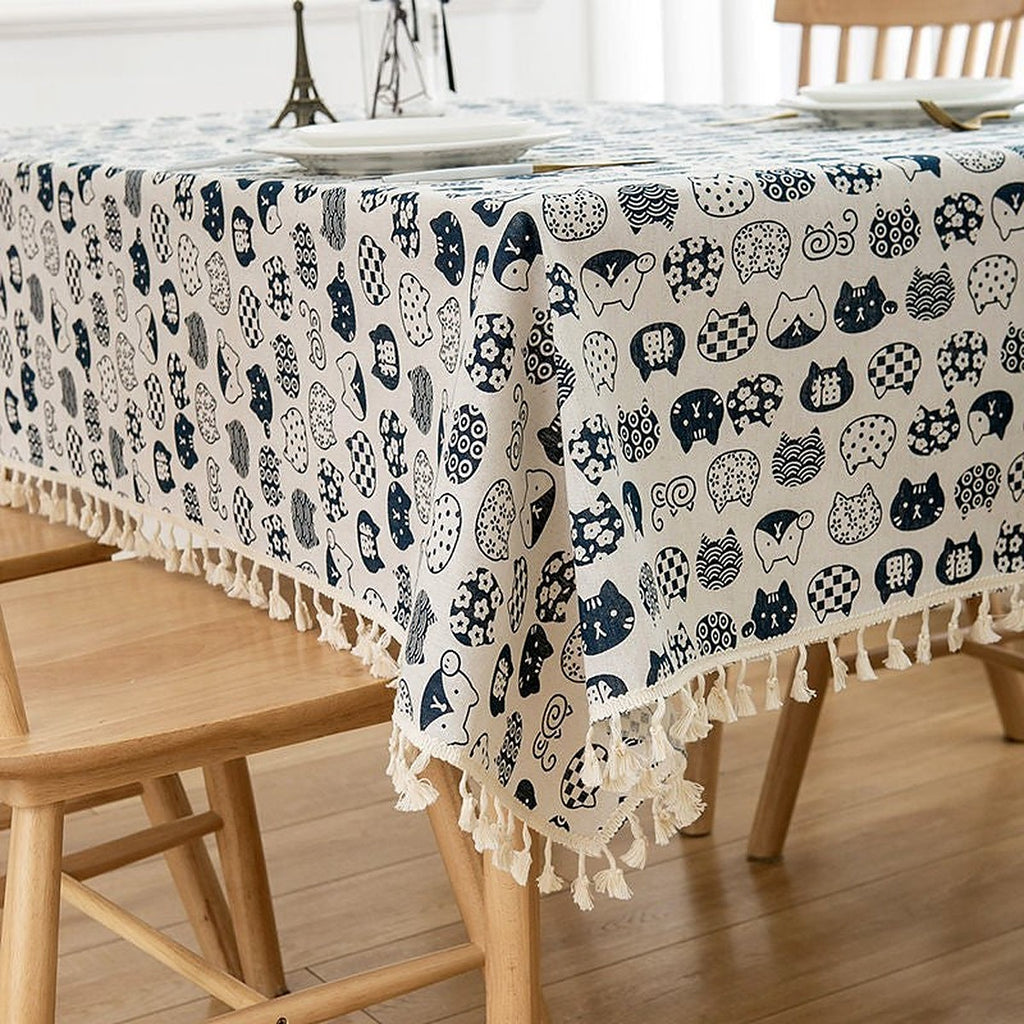 Cotton linen tassel tablecloth by Glow Ritual