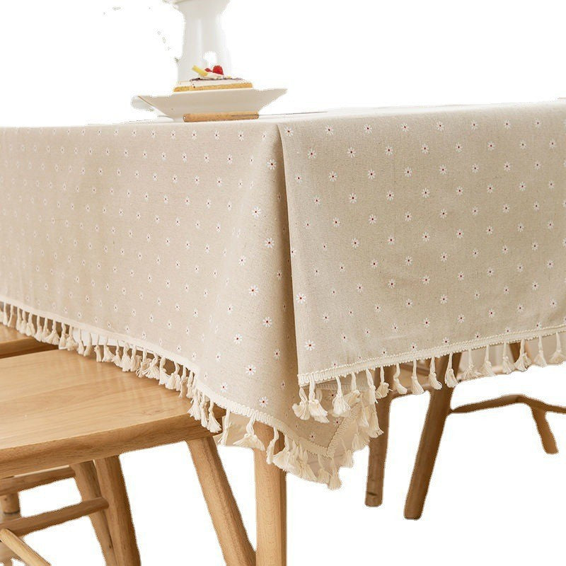 Cotton linen tassel tablecloth by Glow Ritual