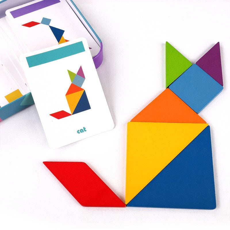 Wooden tangram puzzle by Glow Ritual