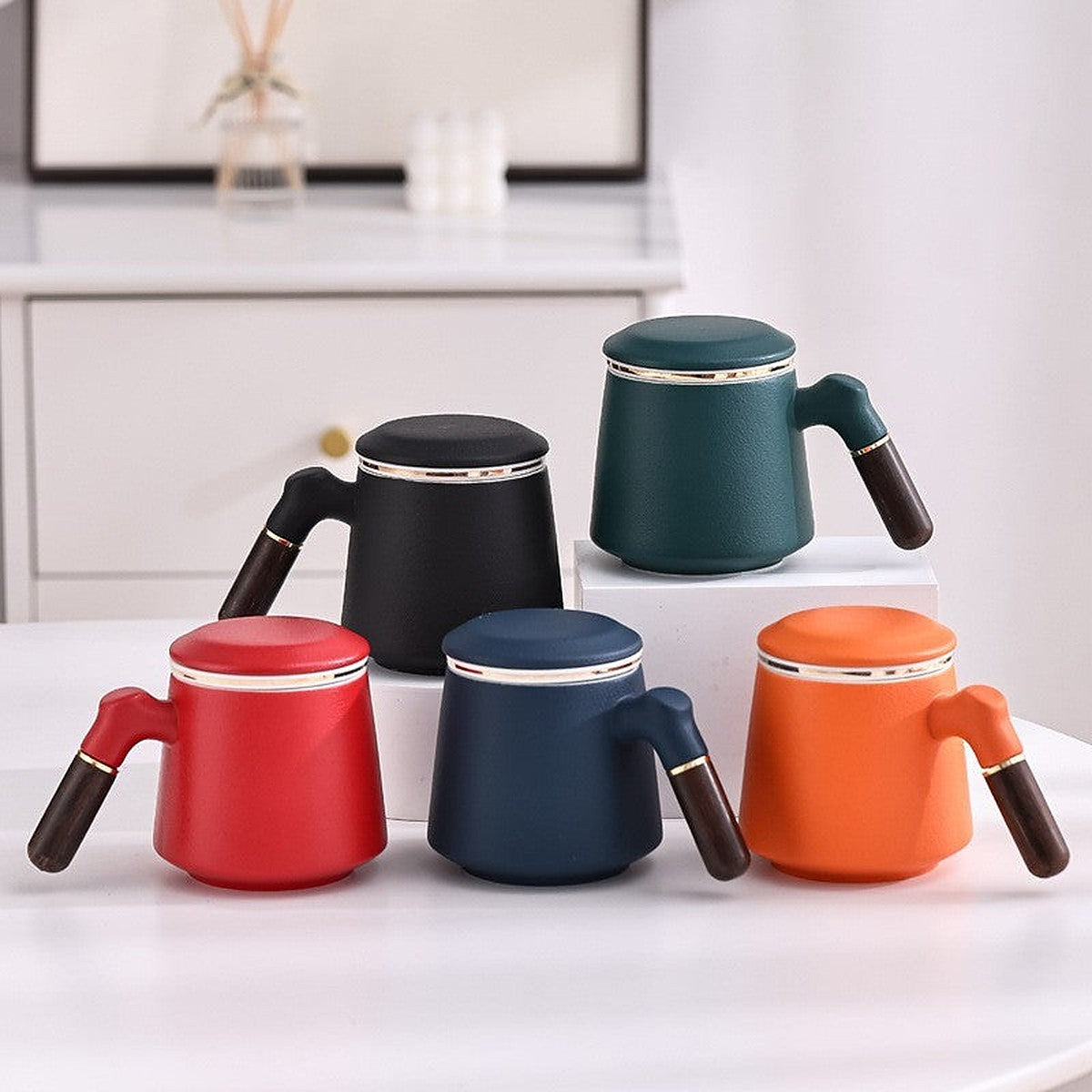 Ceramic tea mug with infuser by Glow Ritual