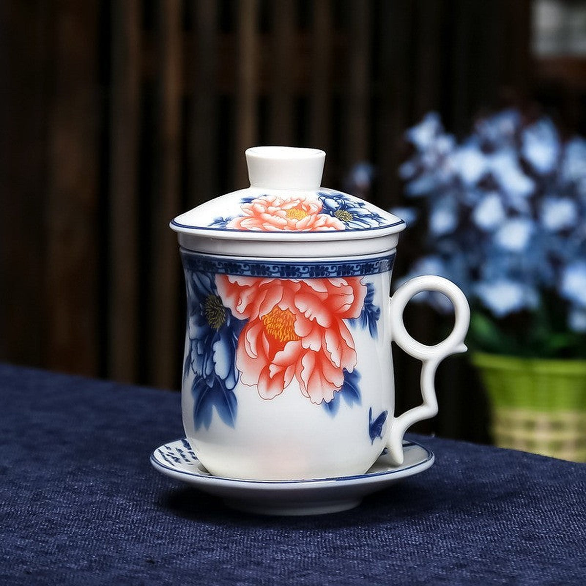 Ceramic tea mug with infuser by Glow Ritual
