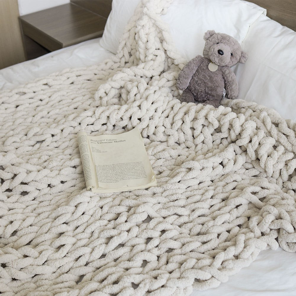 Chunky knit throw by Glow Ritual