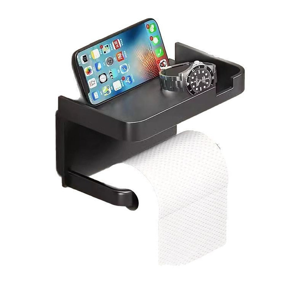 Toilet paper holder with shelf by Glow Ritual