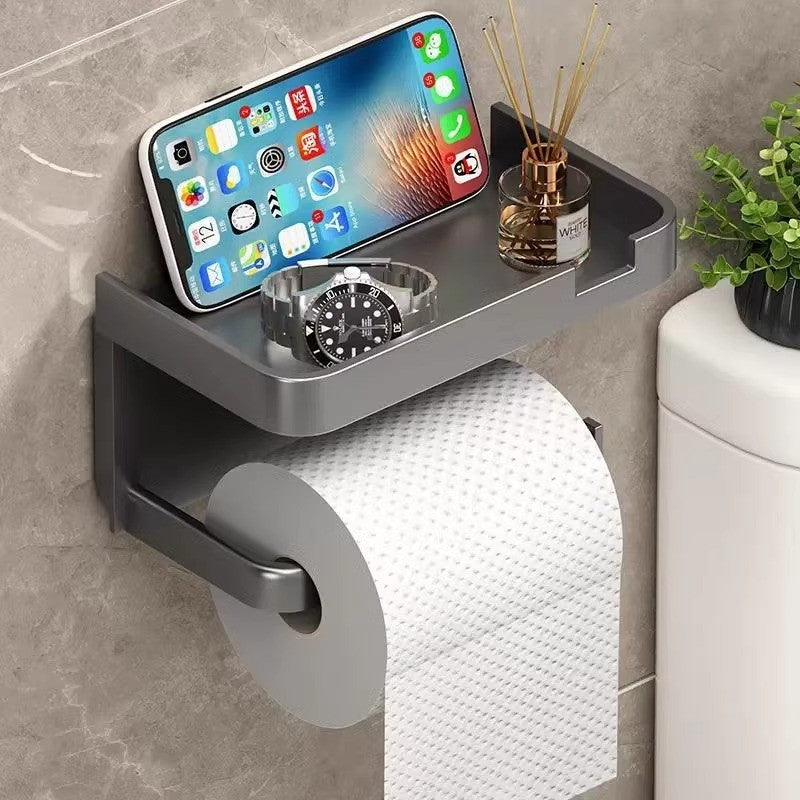 Toilet paper holder with shelf by Glow Ritual