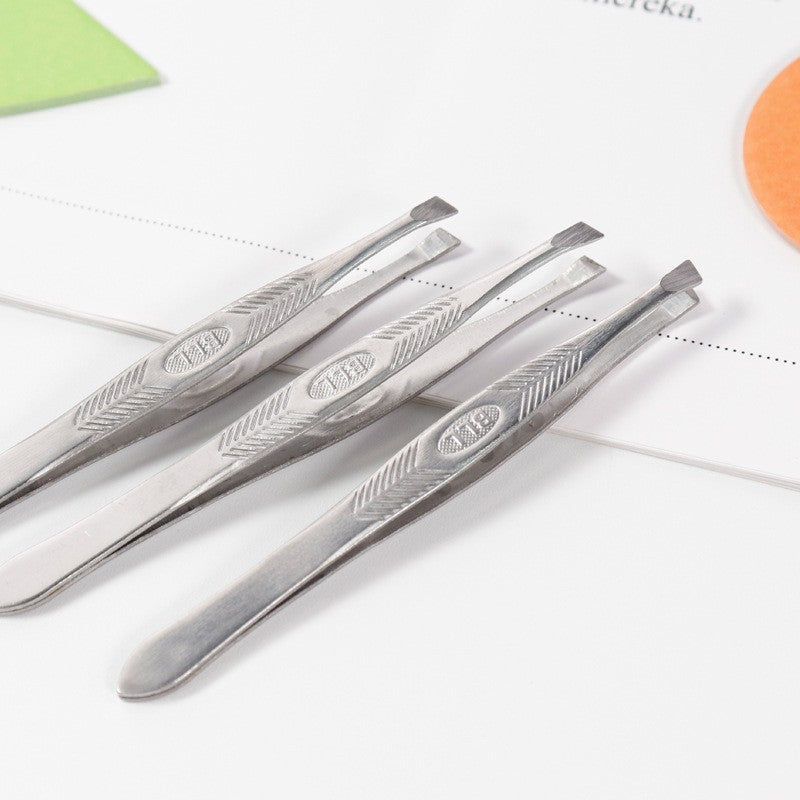 Slant tip stainless tweezers 3-pack by Glow Ritual