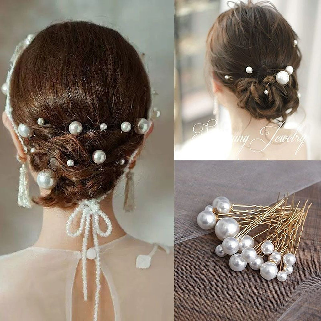 Pearl U-shaped hair pin set by Glow Ritual