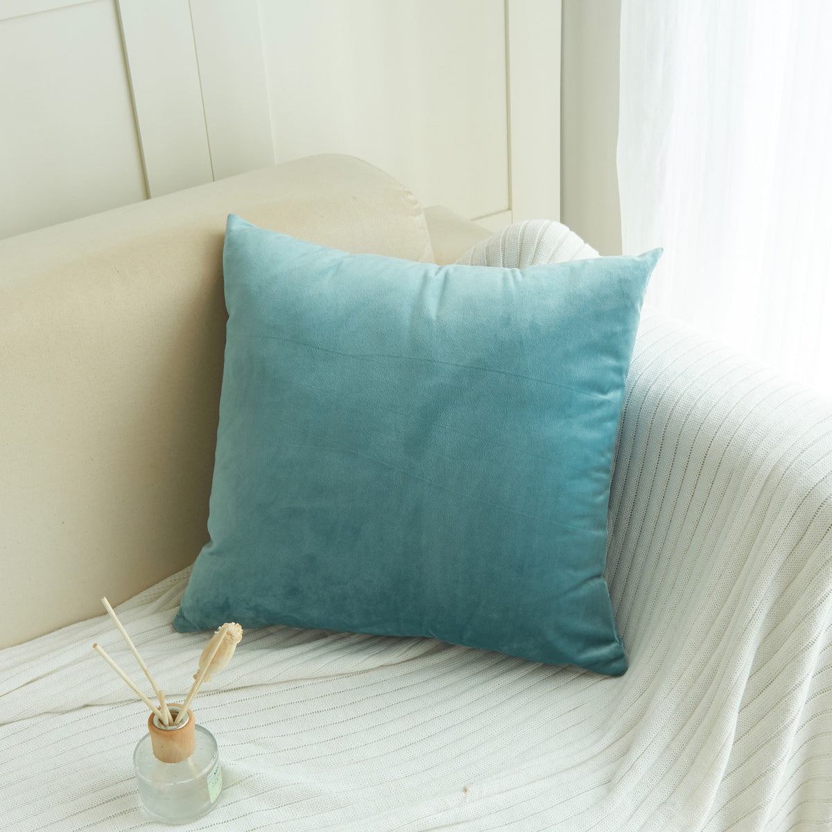 Velvet Pillow Cover – Soft Solid Cushion Cover 18 in